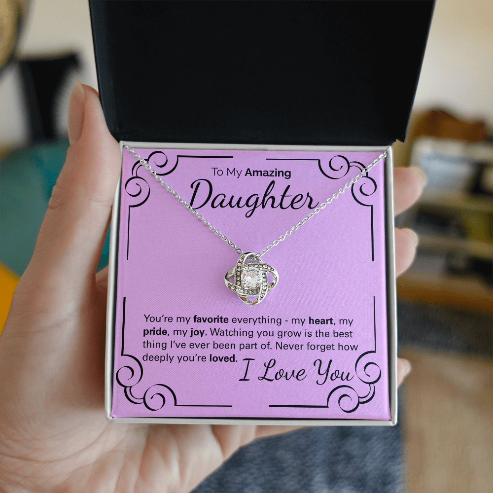 To My Amazing Daughter Necklace – Heartfelt Jewelry Gift with Loving Message Card – Birthday, Graduation, Christmas, or Special Occasion from Mom or Dad