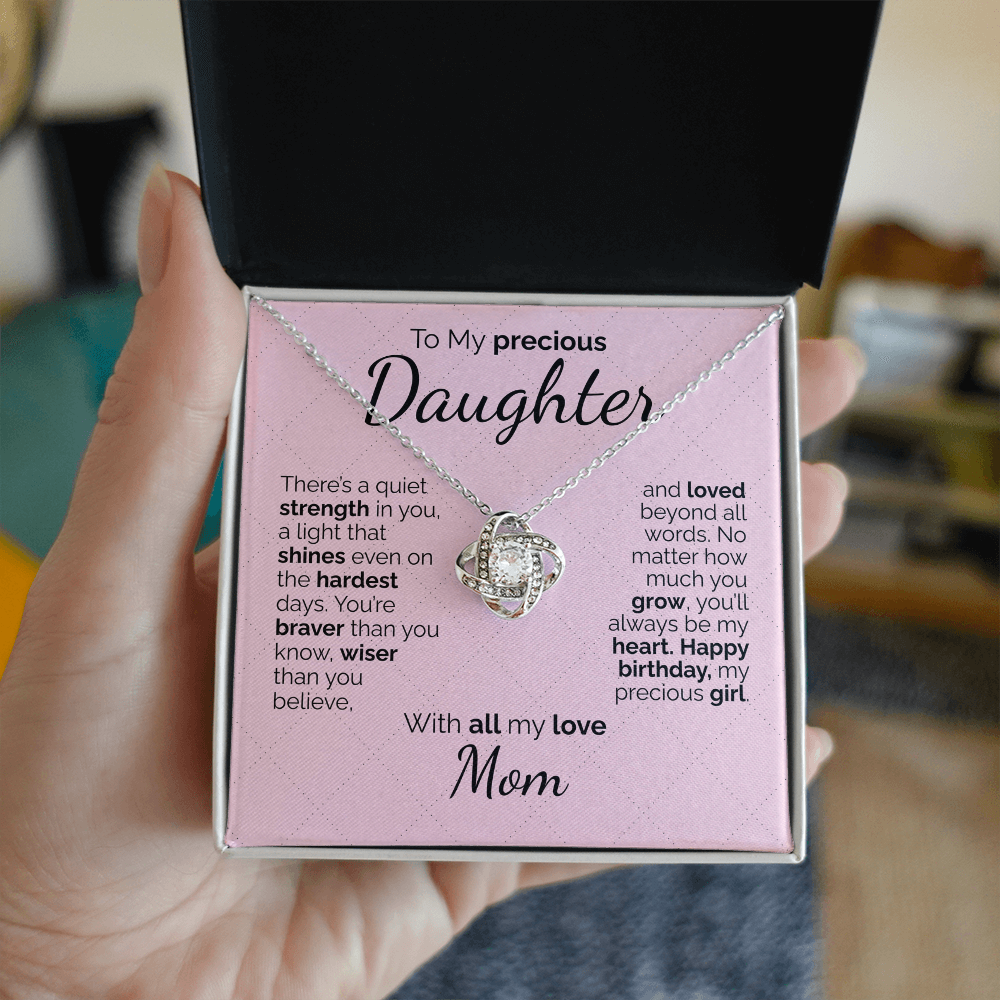 To My Daughter Necklace – Sentimental Jewelry Gift with Heartfelt Message Card – Birthday Present from Mom