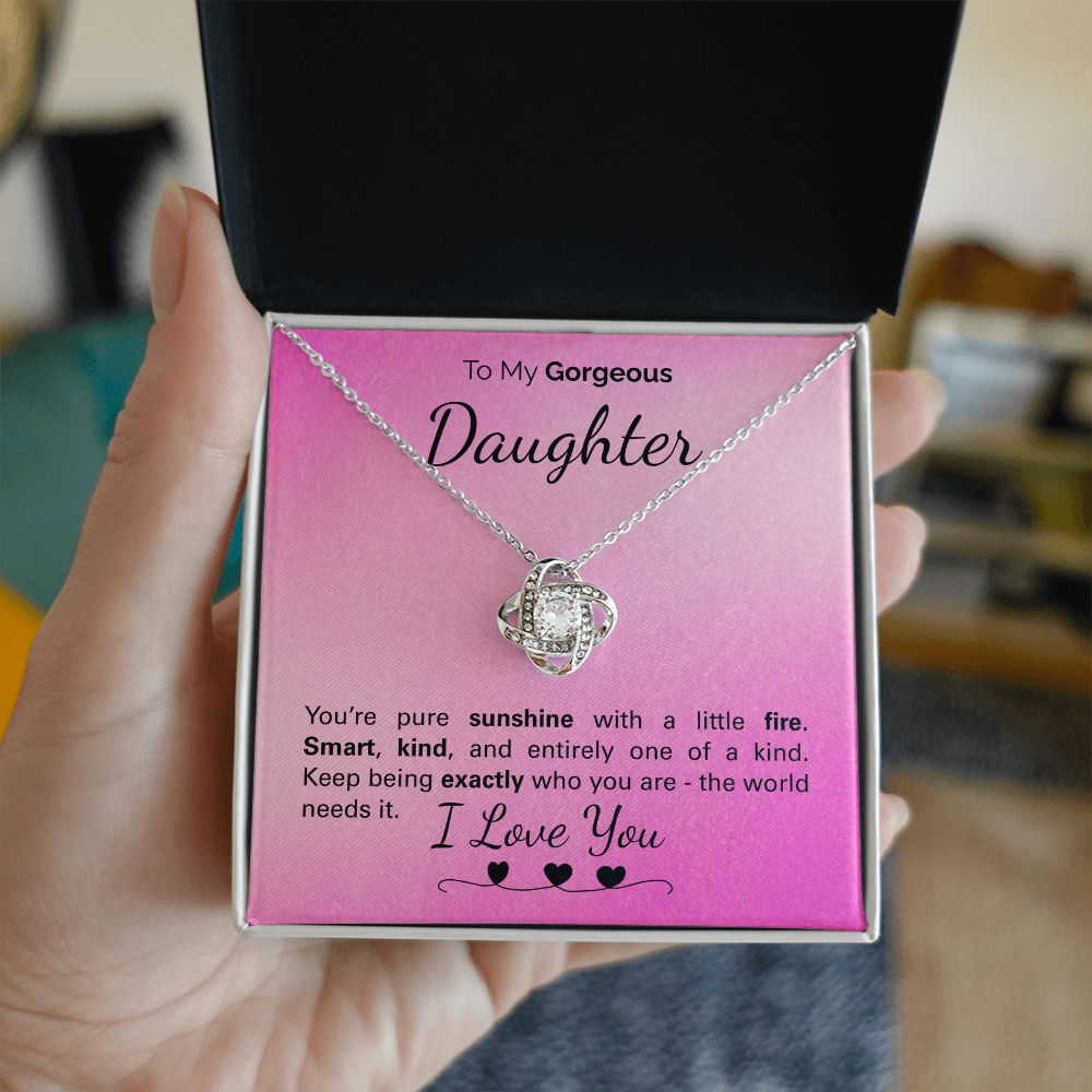 To My Gorgeous Daughter Necklace – Inspirational Jewelry Gift with Loving Message Card – Birthday, Graduation, Christmas, or Special Occasion from Mom or Dad