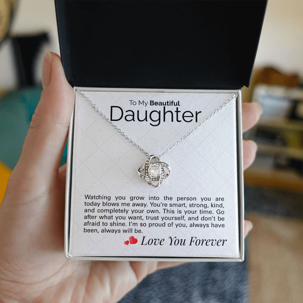 To My Beautiful Daughter Necklace – Sentimental Jewelry Gift with Heartfelt Message Card – Graduation, Birthday, or Special Occasion Gift from Mom or Dad