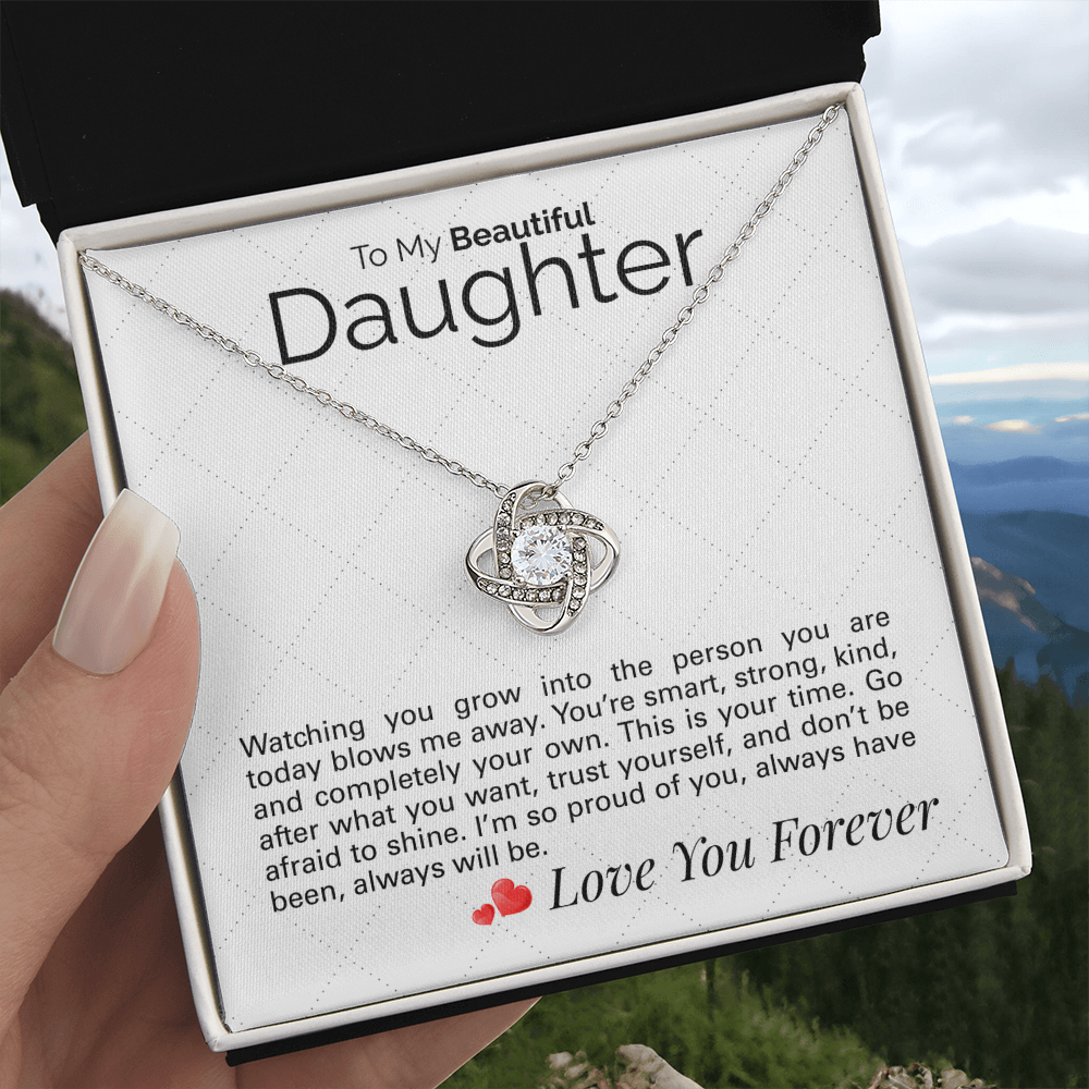 To My Beautiful Daughter Necklace – Sentimental Jewelry Gift with Heartfelt Message Card – Graduation, Birthday, or Special Occasion Gift from Mom or Dad