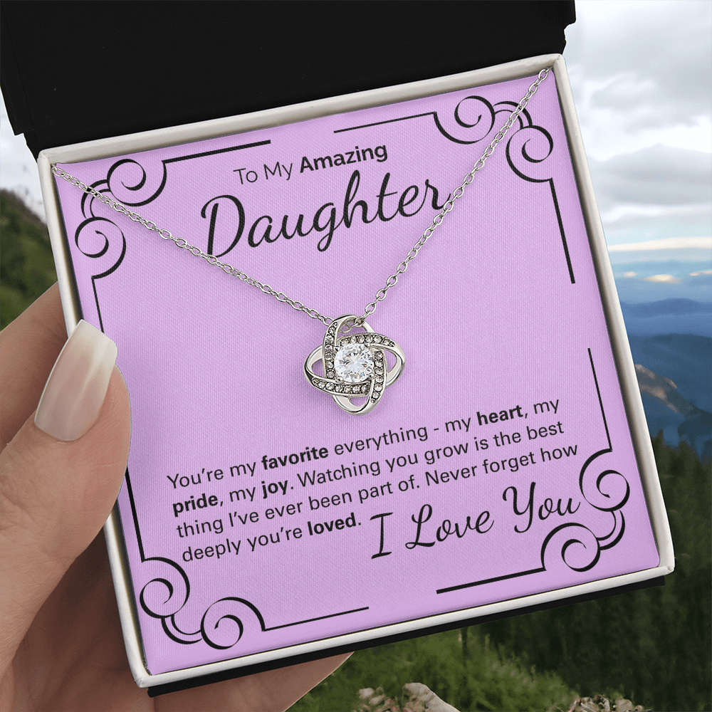 To My Amazing Daughter Necklace – Heartfelt Jewelry Gift with Loving Message Card – Birthday, Graduation, Christmas, or Special Occasion from Mom or Dad