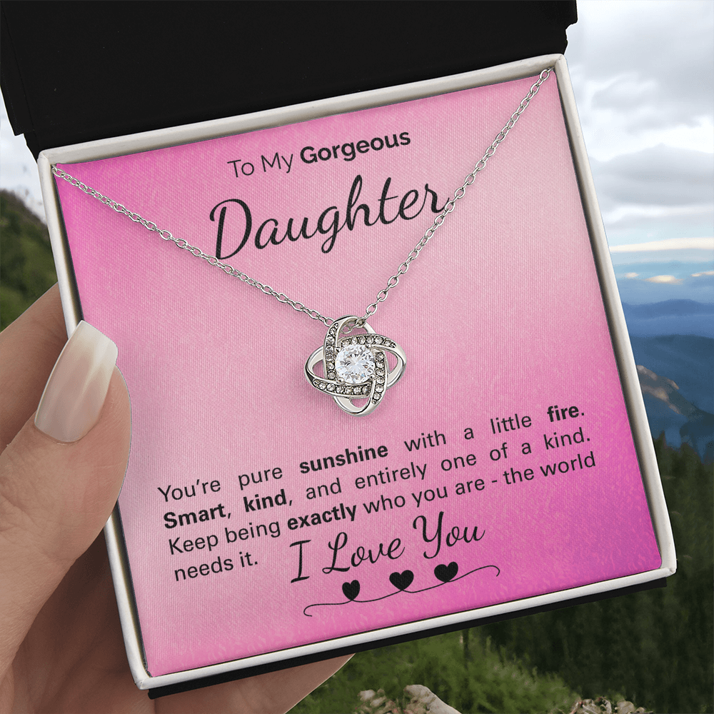 To My Gorgeous Daughter Necklace – Inspirational Jewelry Gift with Loving Message Card – Birthday, Graduation, Christmas, or Special Occasion from Mom or Dad