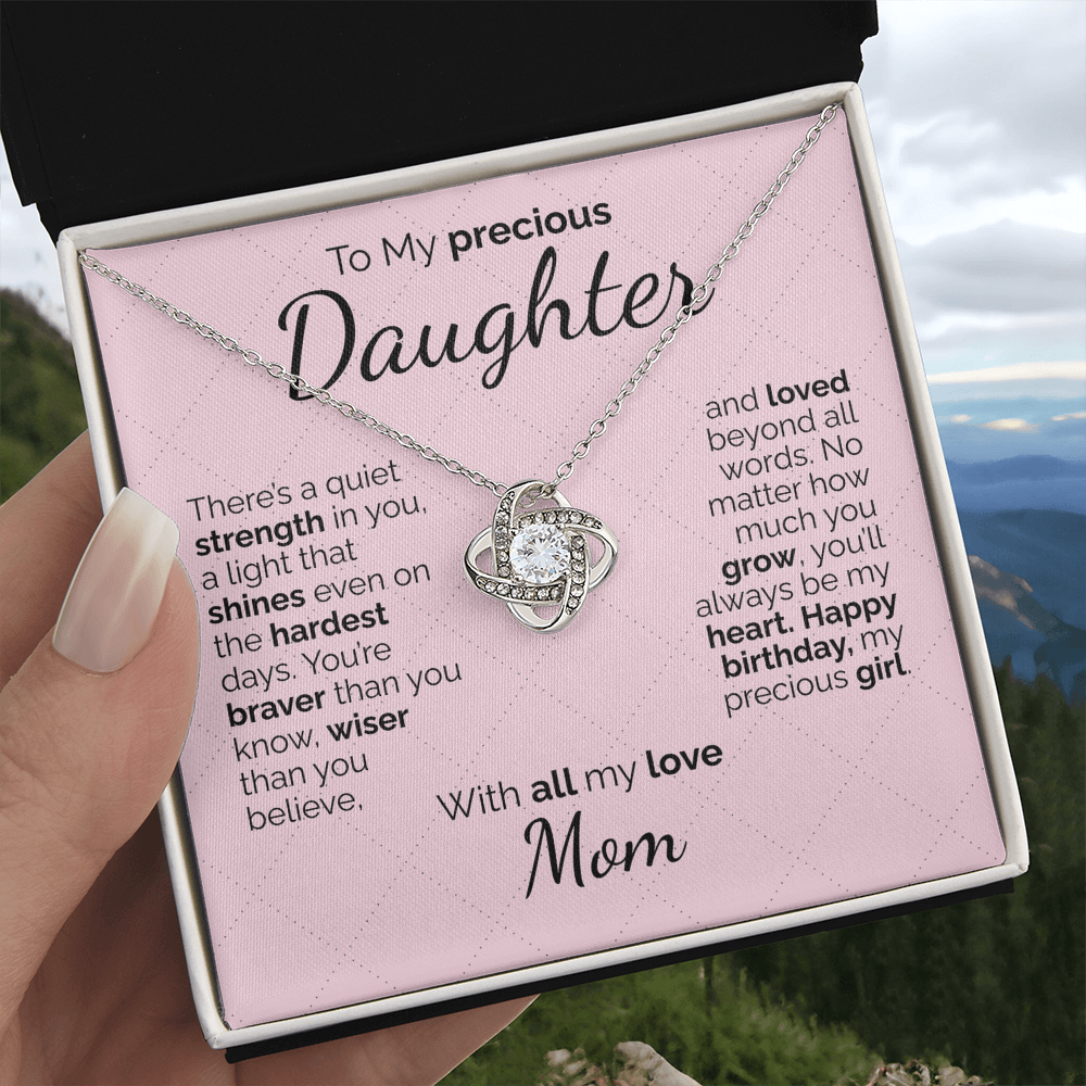 To My Daughter Necklace – Sentimental Jewelry Gift with Heartfelt Message Card – Birthday Present from Mom