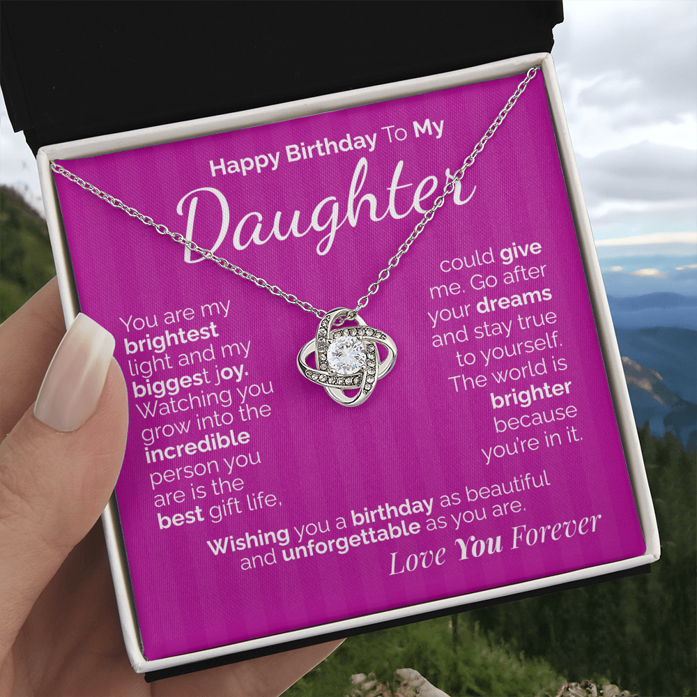 Happy Birthday to My Daughter Necklace – Sentimental Jewelry Gift with Heartfelt Message Card – Birthday Present from Mom or Dad