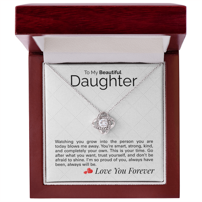 To My Beautiful Daughter Necklace – Sentimental Jewelry Gift with Heartfelt Message Card – Graduation, Birthday, or Special Occasion Gift from Mom or Dad