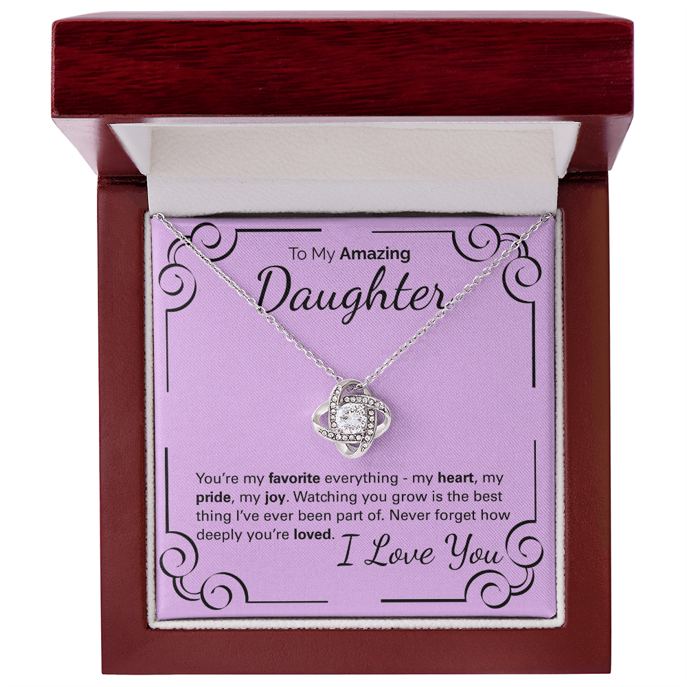 To My Amazing Daughter Necklace – Heartfelt Jewelry Gift with Loving Message Card – Birthday, Graduation, Christmas, or Special Occasion from Mom or Dad