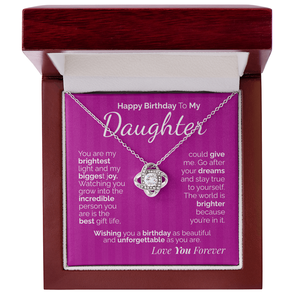 Happy Birthday to My Daughter Necklace – Sentimental Jewelry Gift with Heartfelt Message Card – Birthday Present from Mom or Dad