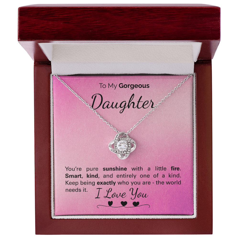 To My Gorgeous Daughter Necklace – Inspirational Jewelry Gift with Loving Message Card – Birthday, Graduation, Christmas, or Special Occasion from Mom or Dad