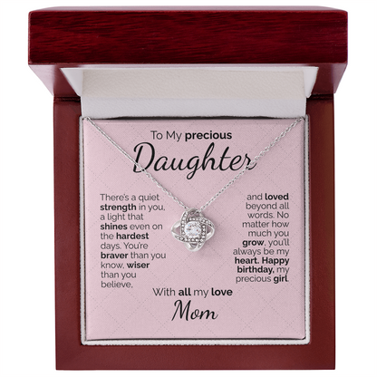 To My Daughter Necklace – Sentimental Jewelry Gift with Heartfelt Message Card – Birthday Present from Mom