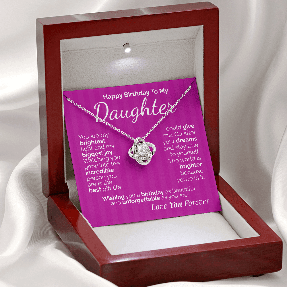 Happy Birthday to My Daughter Necklace – Sentimental Jewelry Gift with Heartfelt Message Card – Birthday Present from Mom or Dad