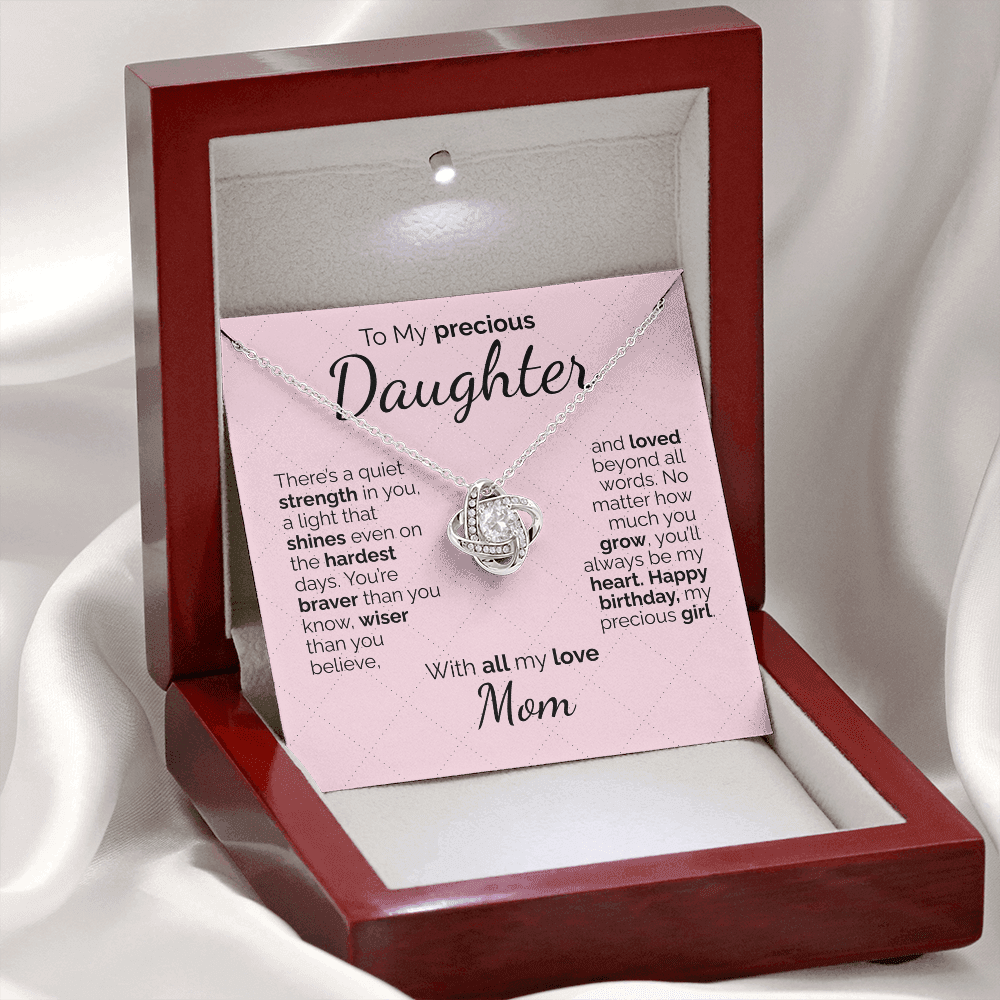 To My Daughter Necklace – Sentimental Jewelry Gift with Heartfelt Message Card – Birthday Present from Mom