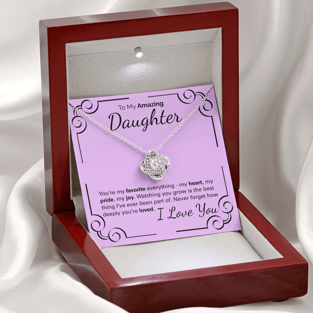 To My Amazing Daughter Necklace – Heartfelt Jewelry Gift with Loving Message Card – Birthday, Graduation, Christmas, or Special Occasion from Mom or Dad