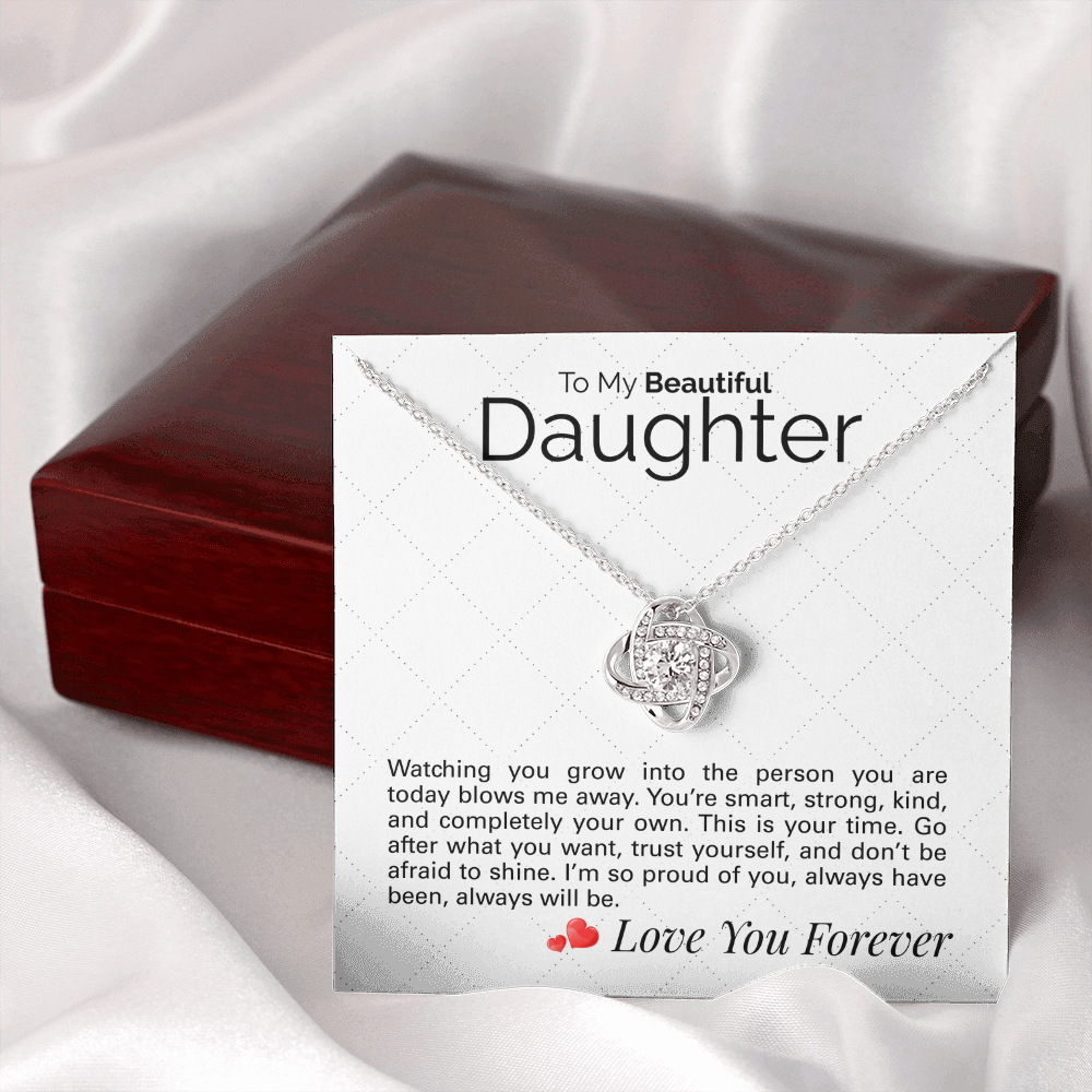 To My Beautiful Daughter Necklace – Sentimental Jewelry Gift with Heartfelt Message Card – Graduation, Birthday, or Special Occasion Gift from Mom or Dad