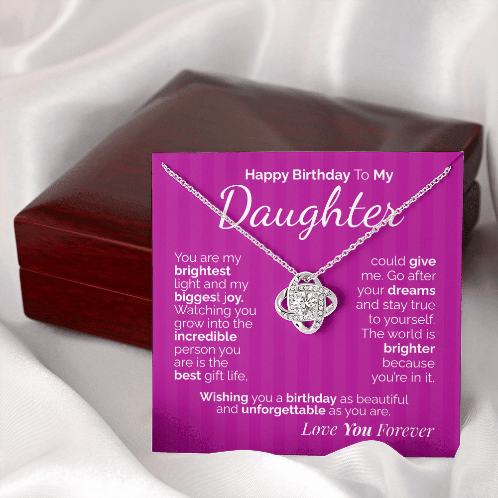 Happy Birthday to My Daughter Necklace – Sentimental Jewelry Gift with Heartfelt Message Card – Birthday Present from Mom or Dad