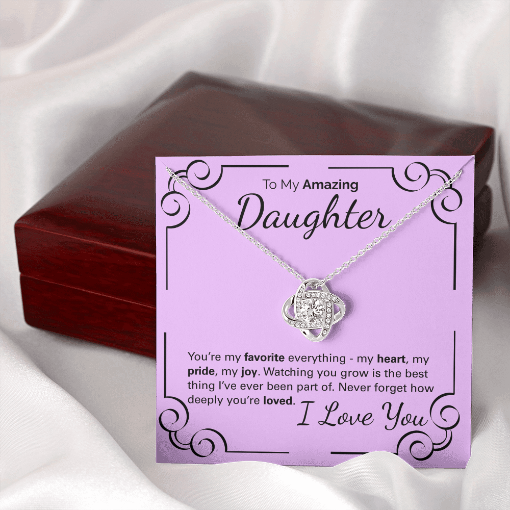 To My Amazing Daughter Necklace – Heartfelt Jewelry Gift with Loving Message Card – Birthday, Graduation, Christmas, or Special Occasion from Mom or Dad