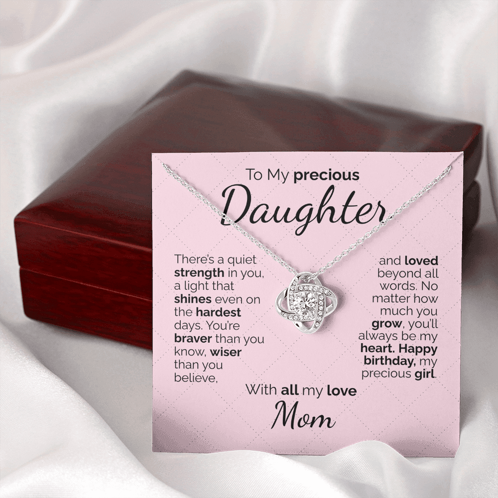 To My Daughter Necklace – Sentimental Jewelry Gift with Heartfelt Message Card – Birthday Present from Mom