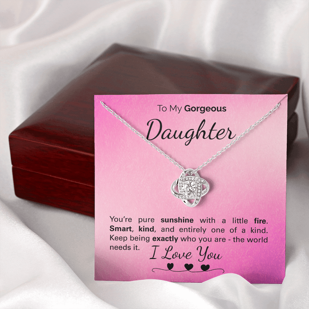 To My Gorgeous Daughter Necklace – Inspirational Jewelry Gift with Loving Message Card – Birthday, Graduation, Christmas, or Special Occasion from Mom or Dad
