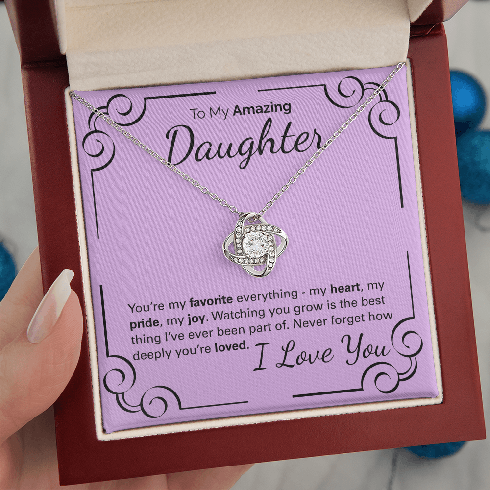 To My Amazing Daughter Necklace – Heartfelt Jewelry Gift with Loving Message Card – Birthday, Graduation, Christmas, or Special Occasion from Mom or Dad