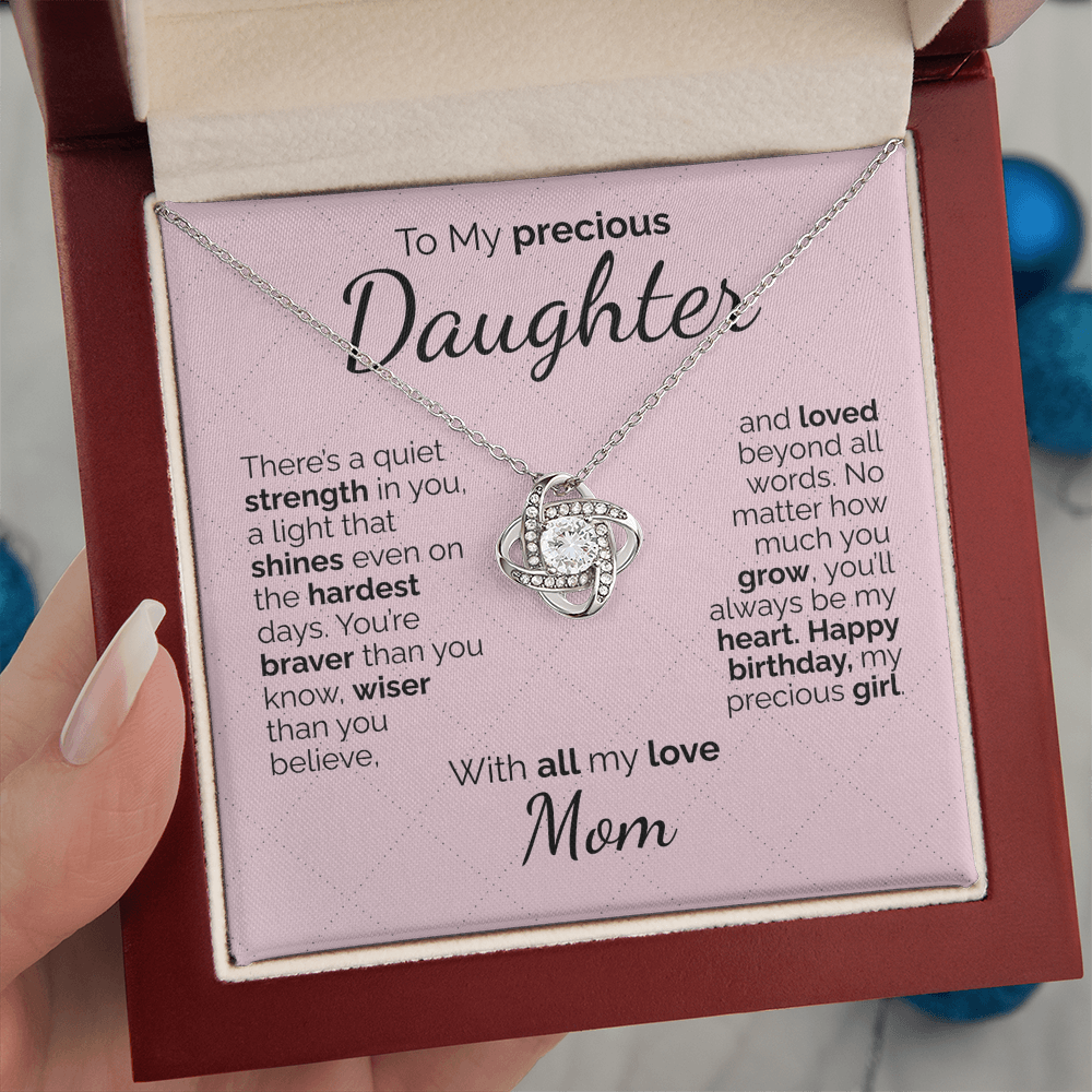 To My Daughter Necklace – Sentimental Jewelry Gift with Heartfelt Message Card – Birthday Present from Mom