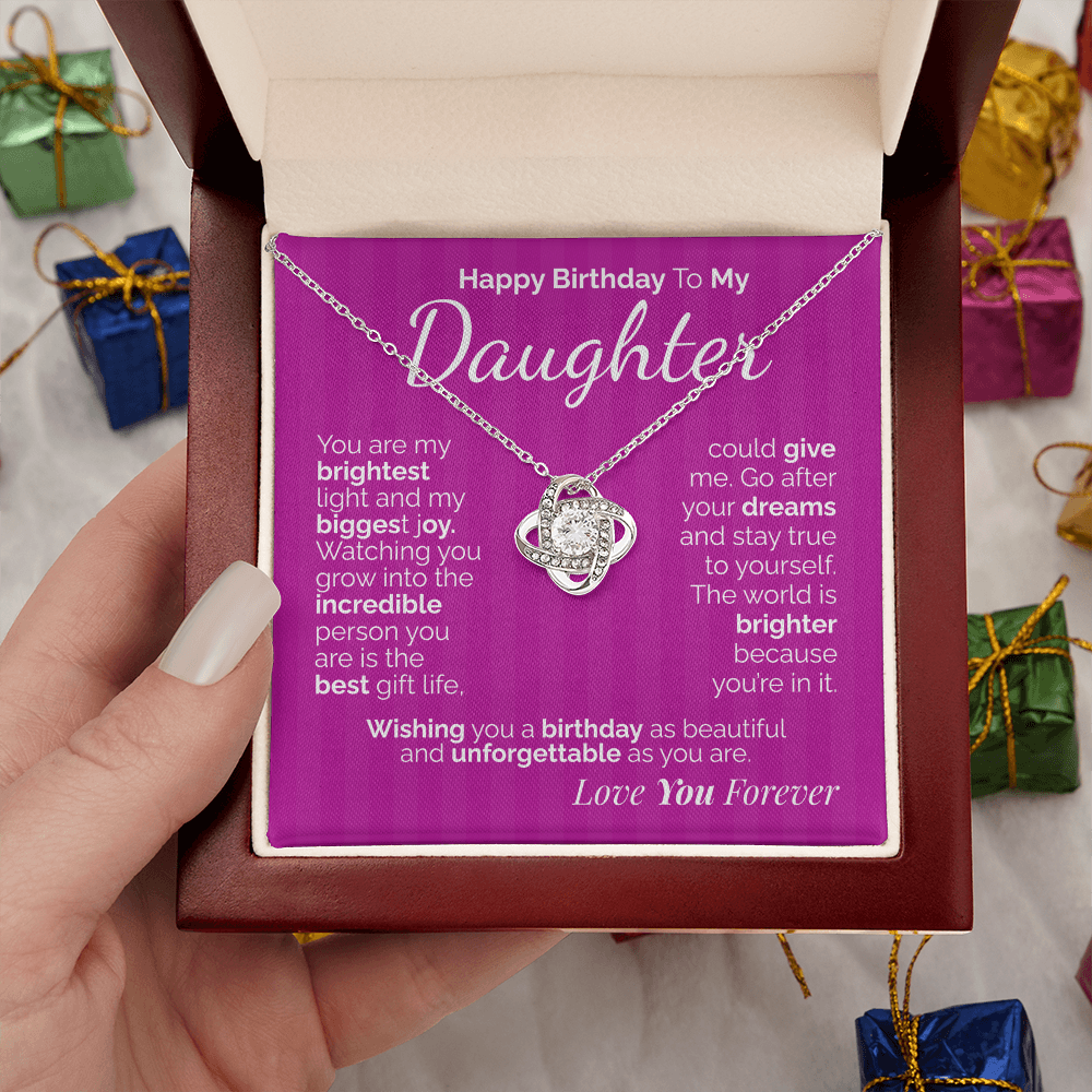 Happy Birthday to My Daughter Necklace – Sentimental Jewelry Gift with Heartfelt Message Card – Birthday Present from Mom or Dad