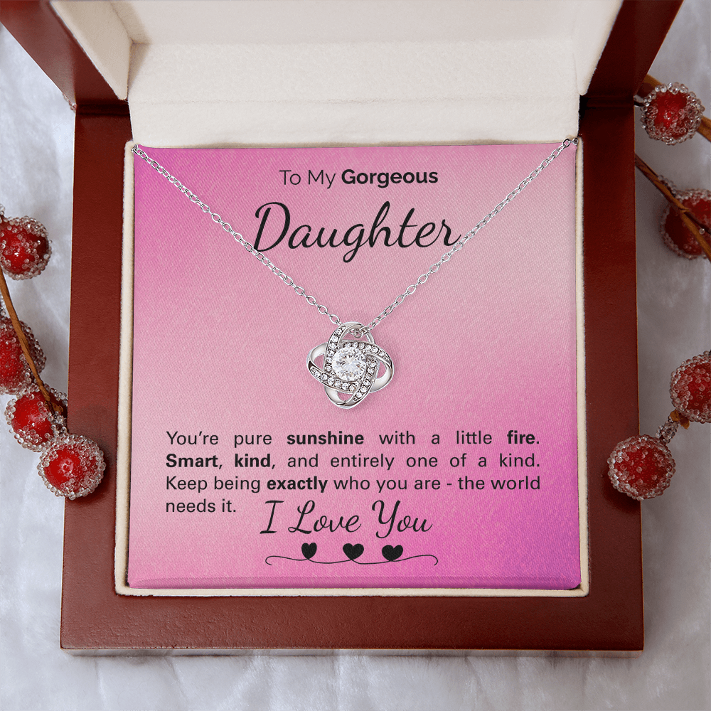 To My Gorgeous Daughter Necklace – Inspirational Jewelry Gift with Loving Message Card – Birthday, Graduation, Christmas, or Special Occasion from Mom or Dad