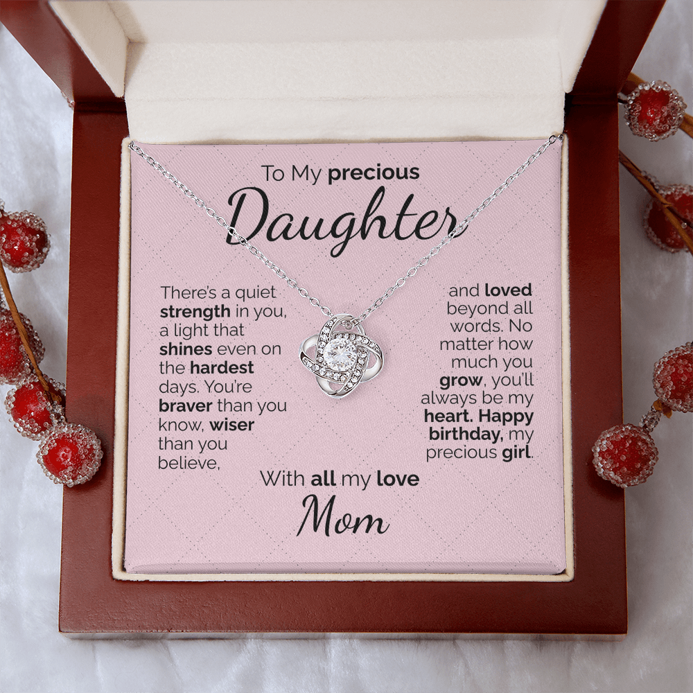 To My Daughter Necklace – Sentimental Jewelry Gift with Heartfelt Message Card – Birthday Present from Mom