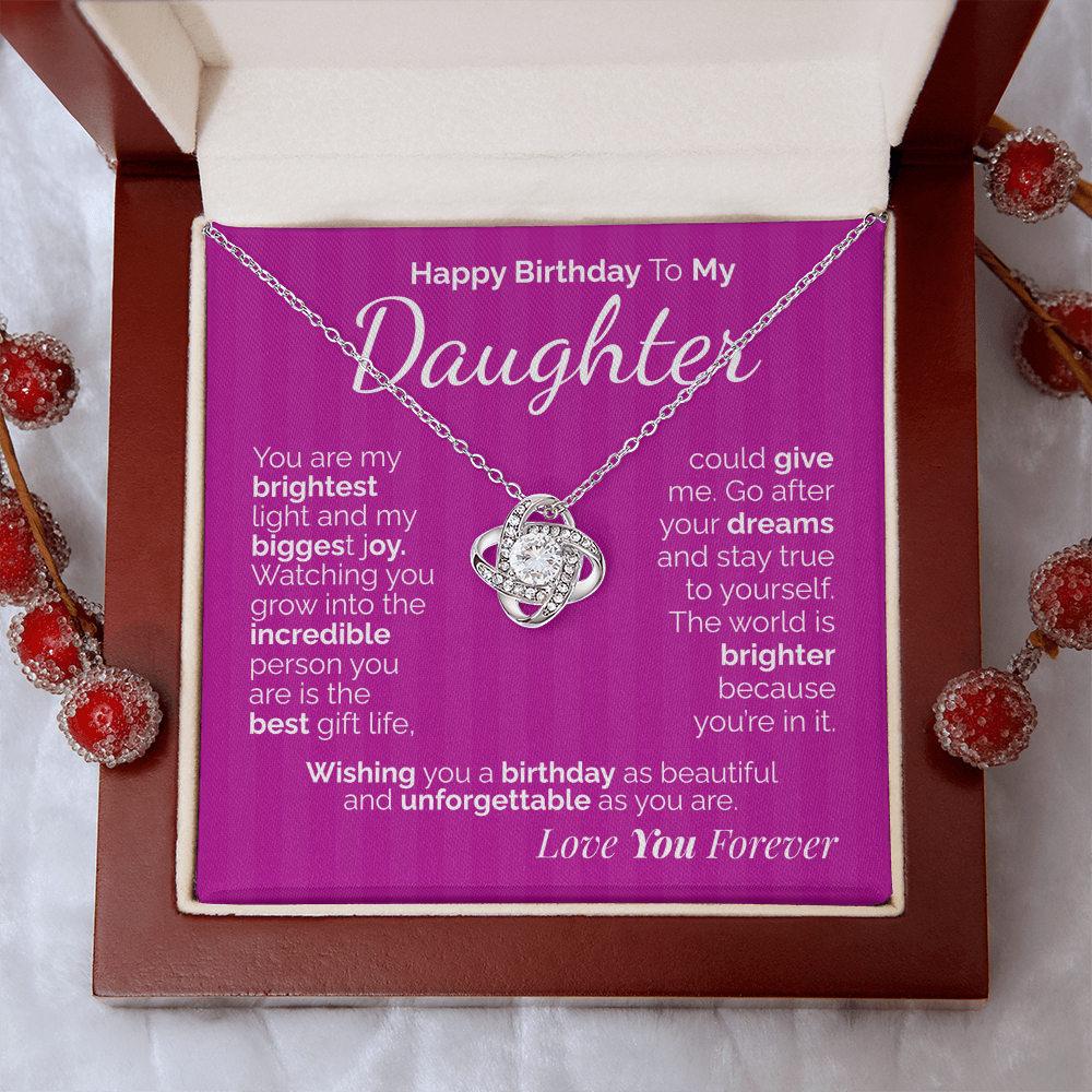 Happy Birthday to My Daughter Necklace – Sentimental Jewelry Gift with Heartfelt Message Card – Birthday Present from Mom or Dad