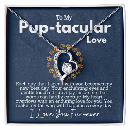 Zahlia Gift To My Pup-tacular Partner/Soulmate In Life - Heart Jewelry Necklace With A Message Card In A Box for Wife or Soulmate - Elegant Pendant Gift For Her Birthday, Anniversary or Christmas