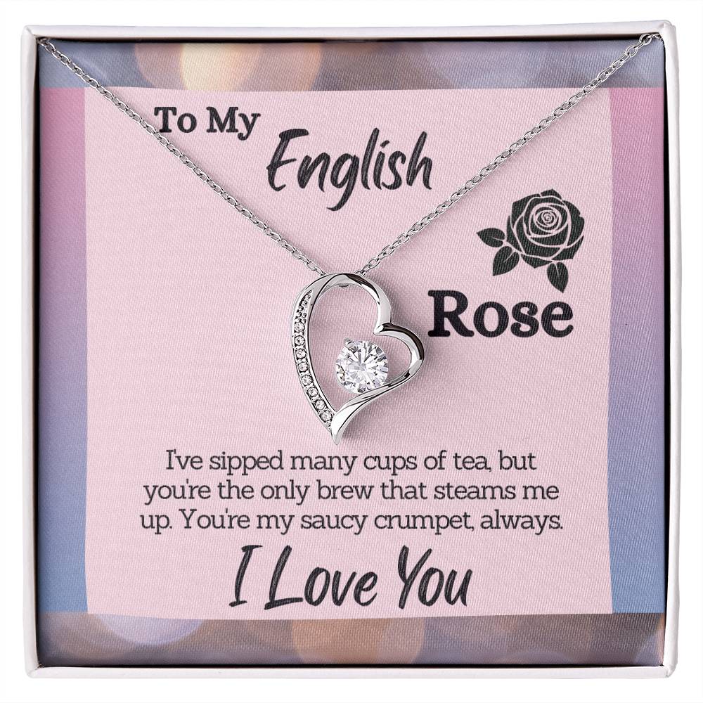 To My English Rose: Sterling Silver Jewelry Gift Set with Cheeky Message Card - For the Wife or Girlfriend Who Steams Up Your Tea and Life