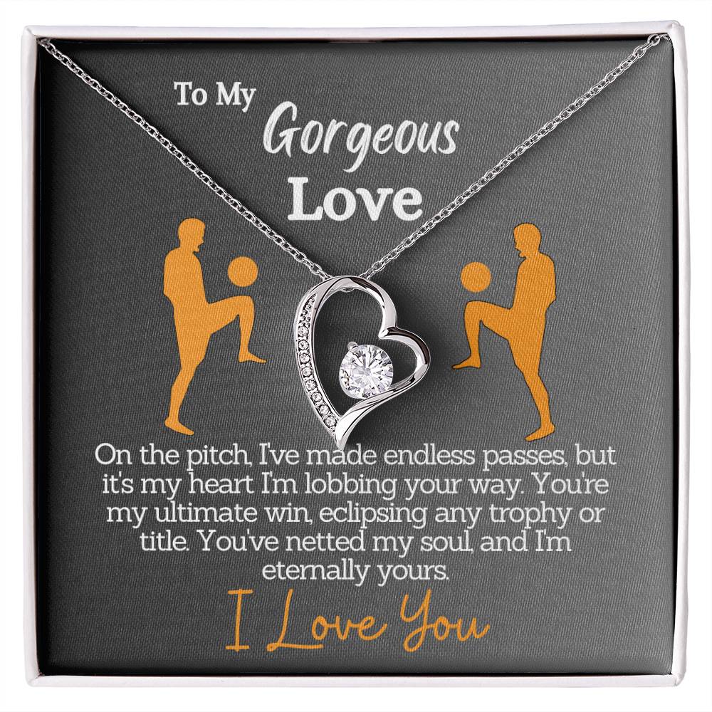 Unique Jewelry Gift with Romantic Message Card for Wife or Girlfriend: 'To My Gorgeous Love' - Perfect for Soccer Fans, UK Audience - Ultimate Win in Love - Elegant Gift Box Included for Anniversary or Birthday