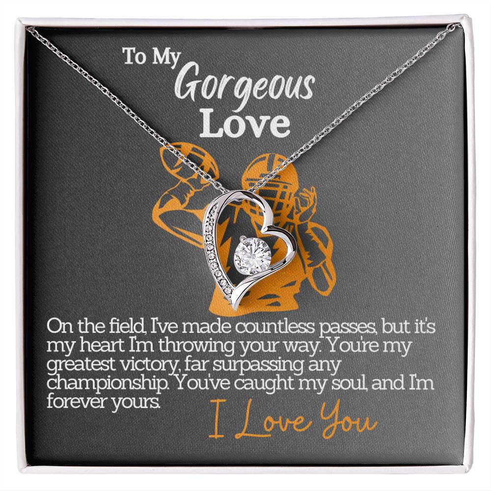Score Big in Love: Necklace & Message Card Combo for Football Enthusiasts - Perfect Spouse Gift for Anniversaries, Game Nights, and Intimate Touchdowns