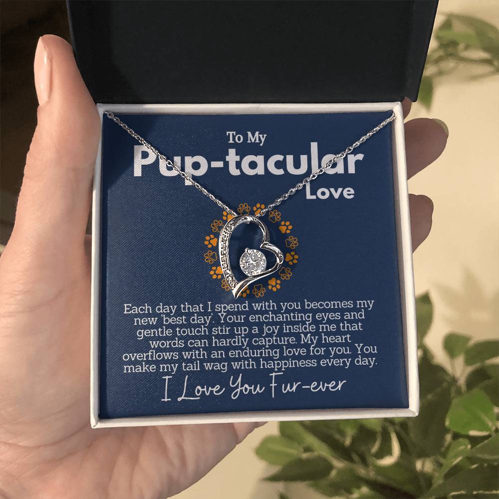 Zahlia Gift To My Pup-tacular Partner/Soulmate In Life - Heart Jewelry Necklace With A Message Card In A Box for Wife or Soulmate - Elegant Pendant Gift For Her Birthday, Anniversary or Christmas