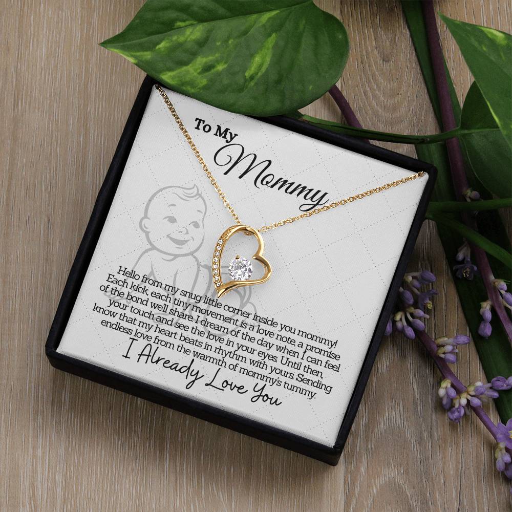 Pregnant Mom To Be Gifts from Baby to Mother To Be - Heart Necklace Jewelry Present for Expecting Moms - Pregnancy Gift from Baby To Mommy - Silver or Gold with Gift Box and Card