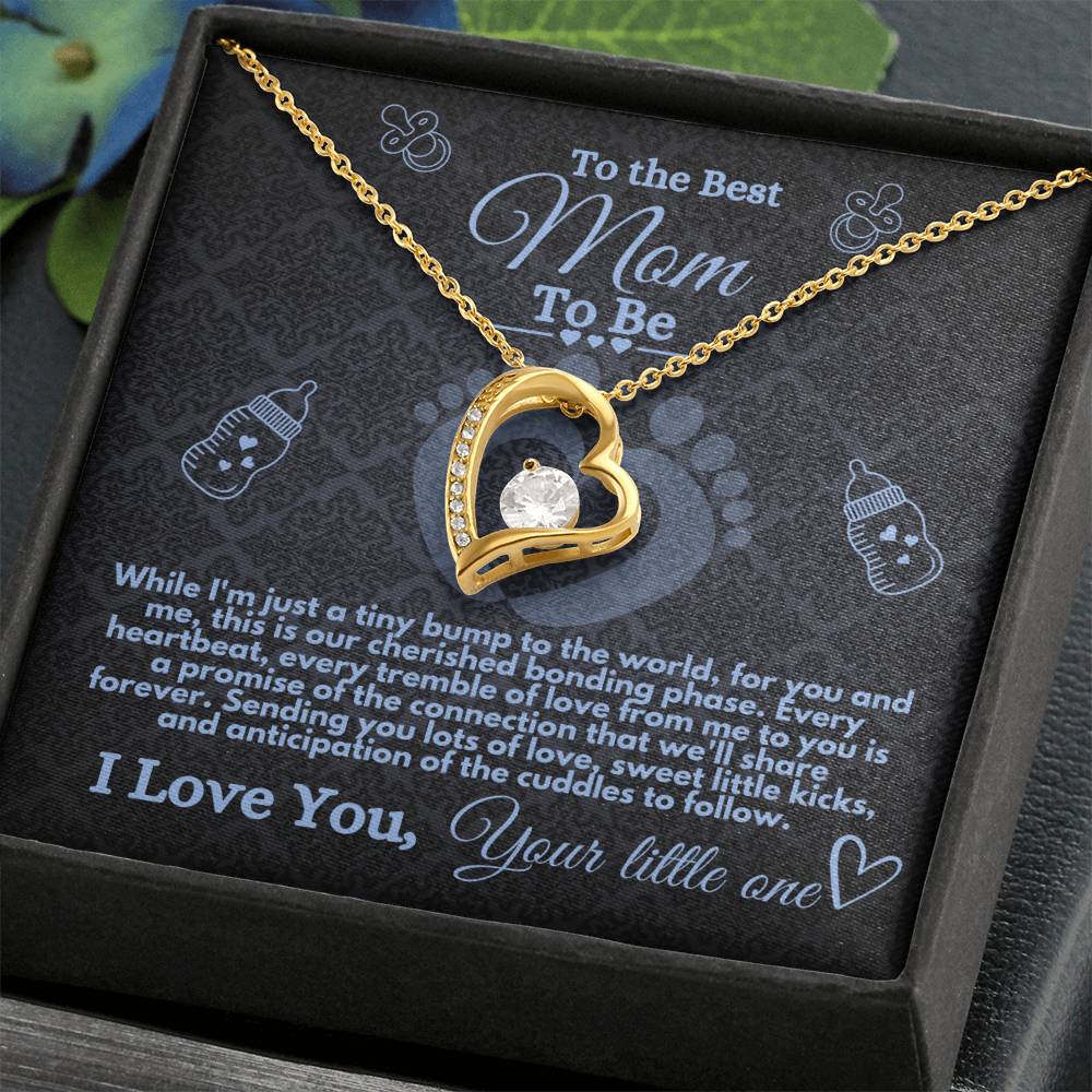 Pregnant Mom To Be Gifts from Baby to Mother To Be - Heart Necklace Jewelry Present for Expecting Moms - Pregnancy Gift from Baby To Mommy - Silver or Gold with Gift Box and Card