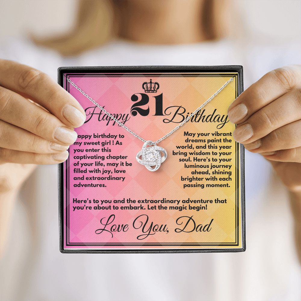 21st Birthday Gift for Girls, Cute Jewelry Necklace from Father, Message Card And Gift Box, Unique Present To Girl From Dad on Her 21 Birthday - Zahlia