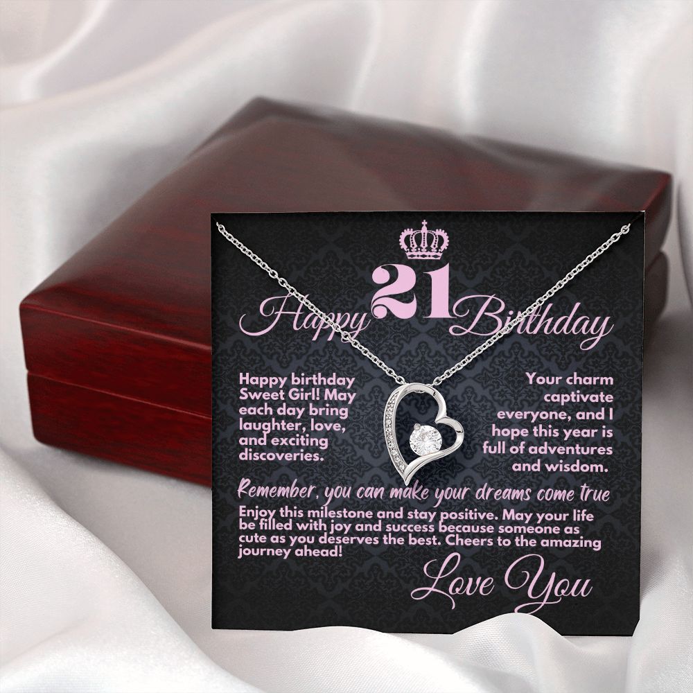 21st Birthday Gifts From Mom And Dad, Cute Jewelry Necklace, Present With A Message Card In A Box from Mother, Father, Sister or Parents, Unique Gift Ideas For 21 Bday - Zahlia