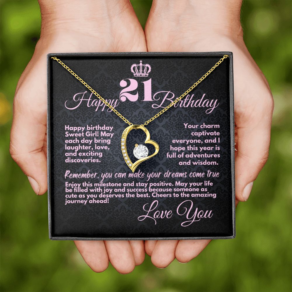 21st Birthday Gifts From Mom And Dad, Cute Jewelry Necklace, Present With A Message Card In A Box from Mother, Father, Sister or Parents, Unique Gift Ideas For 21 Bday - Zahlia