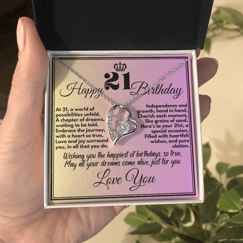 21st Cute Birthday Gifts Jewelry To Girls From Mom/Dad/Sister/Parents, Unique Necklace Present With A Message Card In A Box, 21 Bday Gift Ideas For Daughter/Sister - Zahlia