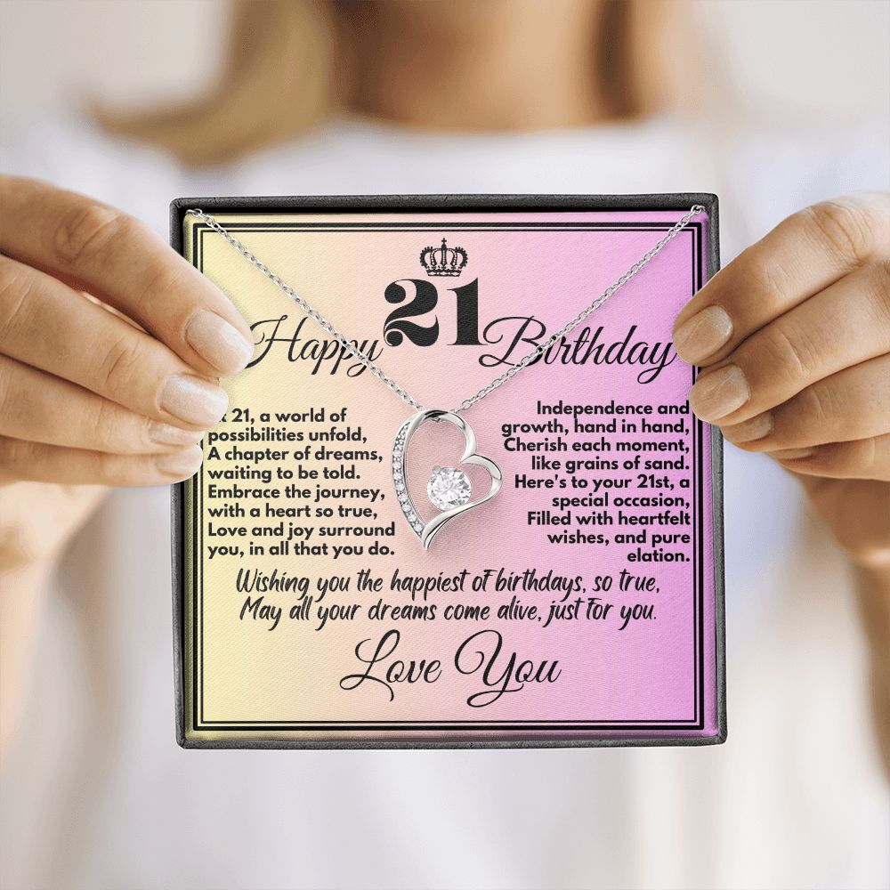 21st Cute Birthday Gifts Jewelry To Girls From Mom/Dad/Sister/Parents, Unique Necklace Present With A Message Card In A Box, 21 Bday Gift Ideas For Daughter/Sister - Zahlia