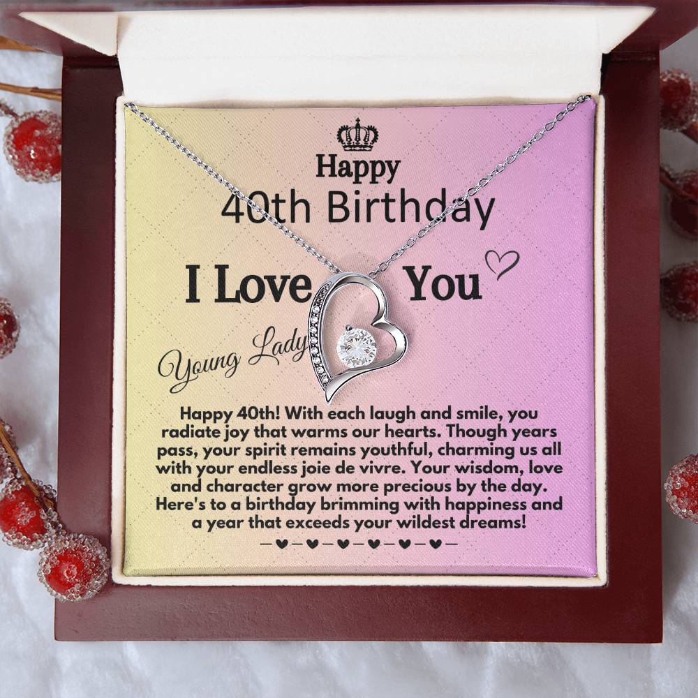 40th Birthday Jewelry Necklace Gift For Women, Present Idea For Women Turning Forty Years Old, 40 And Fabulous Present with Unique Message Card In A Gift Box - Zahlia