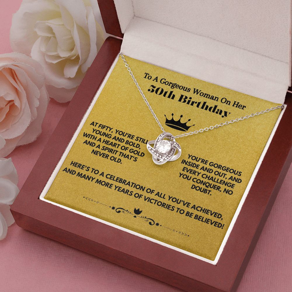 50th Birthday Jewelry Necklace for Women, 50 Bday Gifts Ideas, Happy Presents for Women Turning Fifty, Present for 50-Year-Old with Message in Gift Box - Zahlia