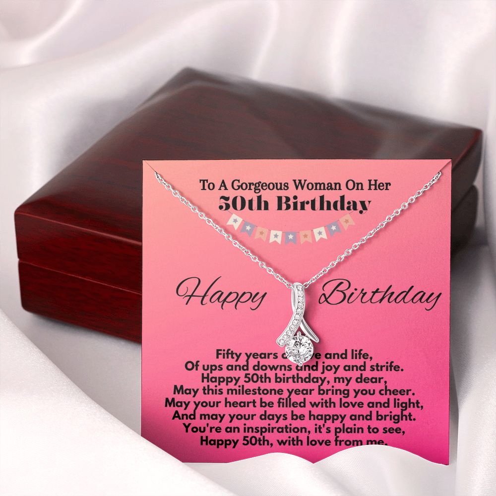 50th Birthday Jewelry Necklace Gift Ideas For Wife/Girlfriend/Soulmate, Soulmate Jewelry With A Heartfelt Message Card In A Gift Box, Bday Jewelry For A 50 Years Old Woman, Elegant Necklace For Women - Zahlia