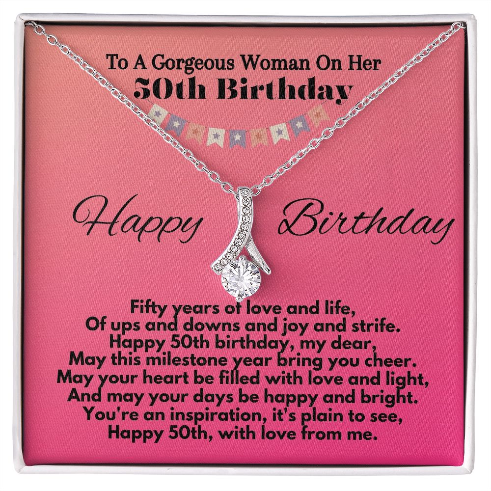 50th Birthday Jewelry Necklace Gift Ideas For Wife/Girlfriend/Soulmate, Soulmate Jewelry With A Heartfelt Message Card In A Gift Box, Bday Jewelry For A 50 Years Old Woman, Elegant Necklace For Women - Zahlia