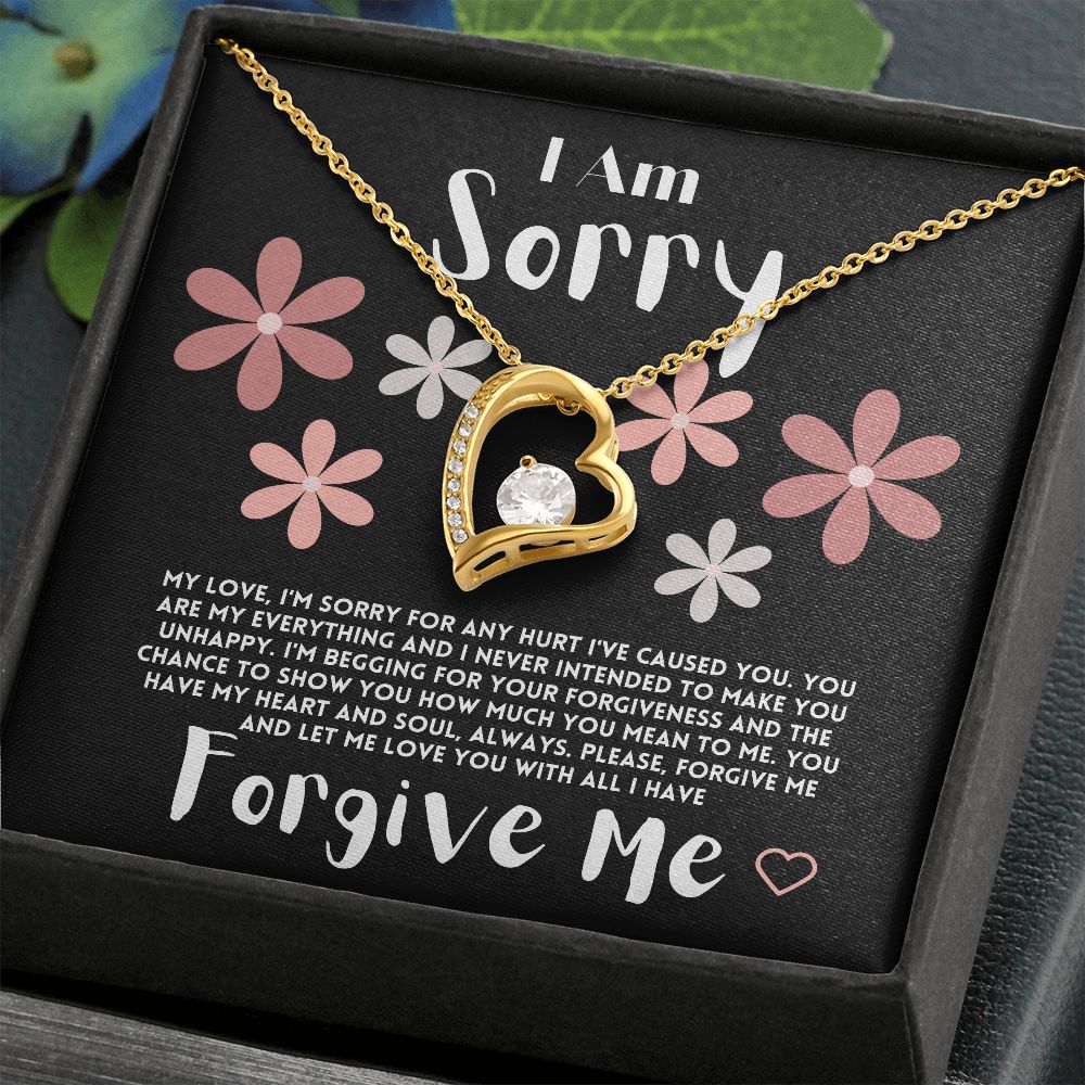 Apology Gift Ideas To My Love/Girlfriend/Wife, I Am Sorry Heart Jewelry Necklace Present With A Message Card In A Box, Forgive Me Gifts For My Soulmate In Life - Zahlia