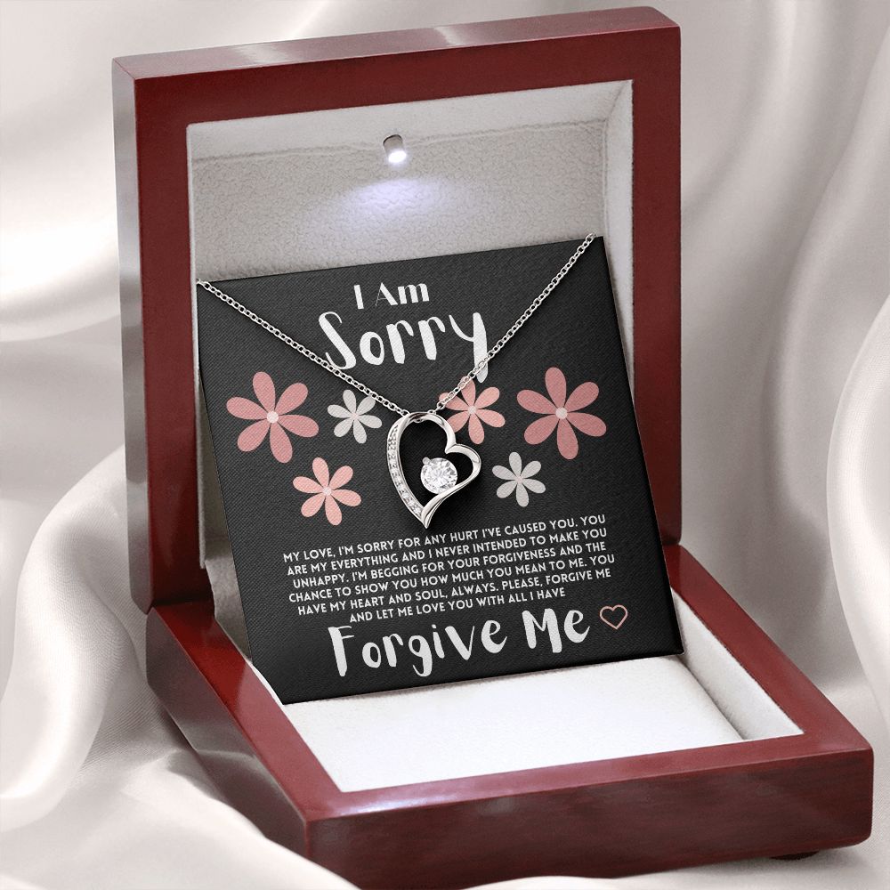 Apology Gift Ideas To My Love/Girlfriend/Wife, I Am Sorry Heart Jewelry Necklace Present With A Message Card In A Box, Forgive Me Gifts For My Soulmate In Life - Zahlia