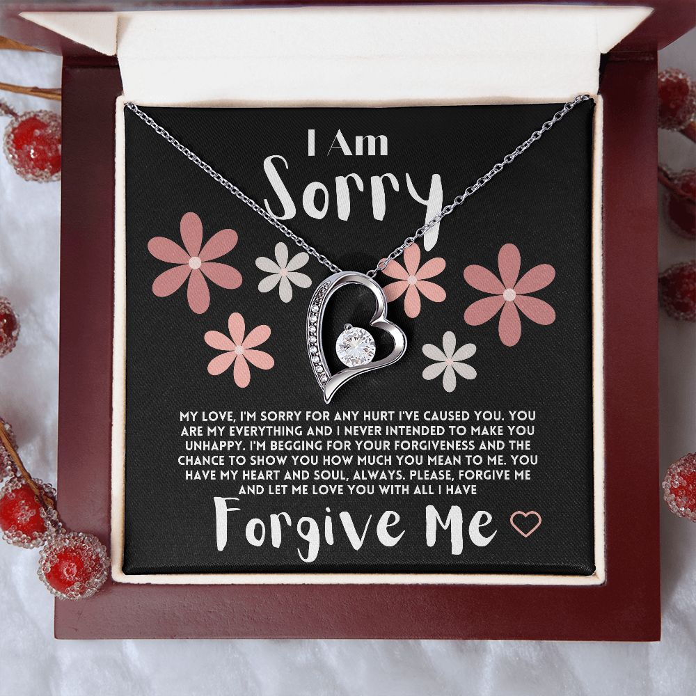 Apology Gift Ideas To My Love/Girlfriend/Wife, I Am Sorry Heart Jewelry Necklace Present With A Message Card In A Box, Forgive Me Gifts For My Soulmate In Life - Zahlia