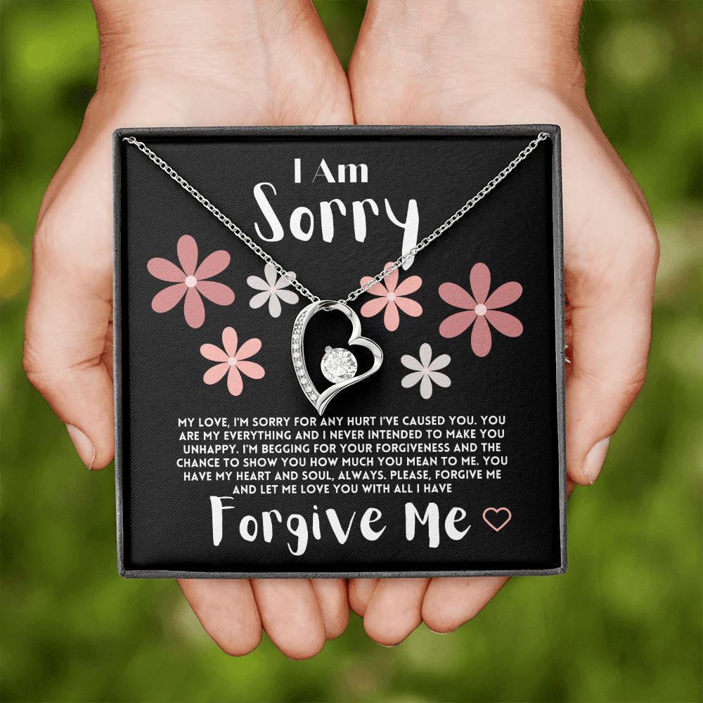 Apology Gift Ideas To My Love/Girlfriend/Wife, I Am Sorry Heart Jewelry Necklace Present With A Message Card In A Box, Forgive Me Gifts For My Soulmate In Life - Zahlia