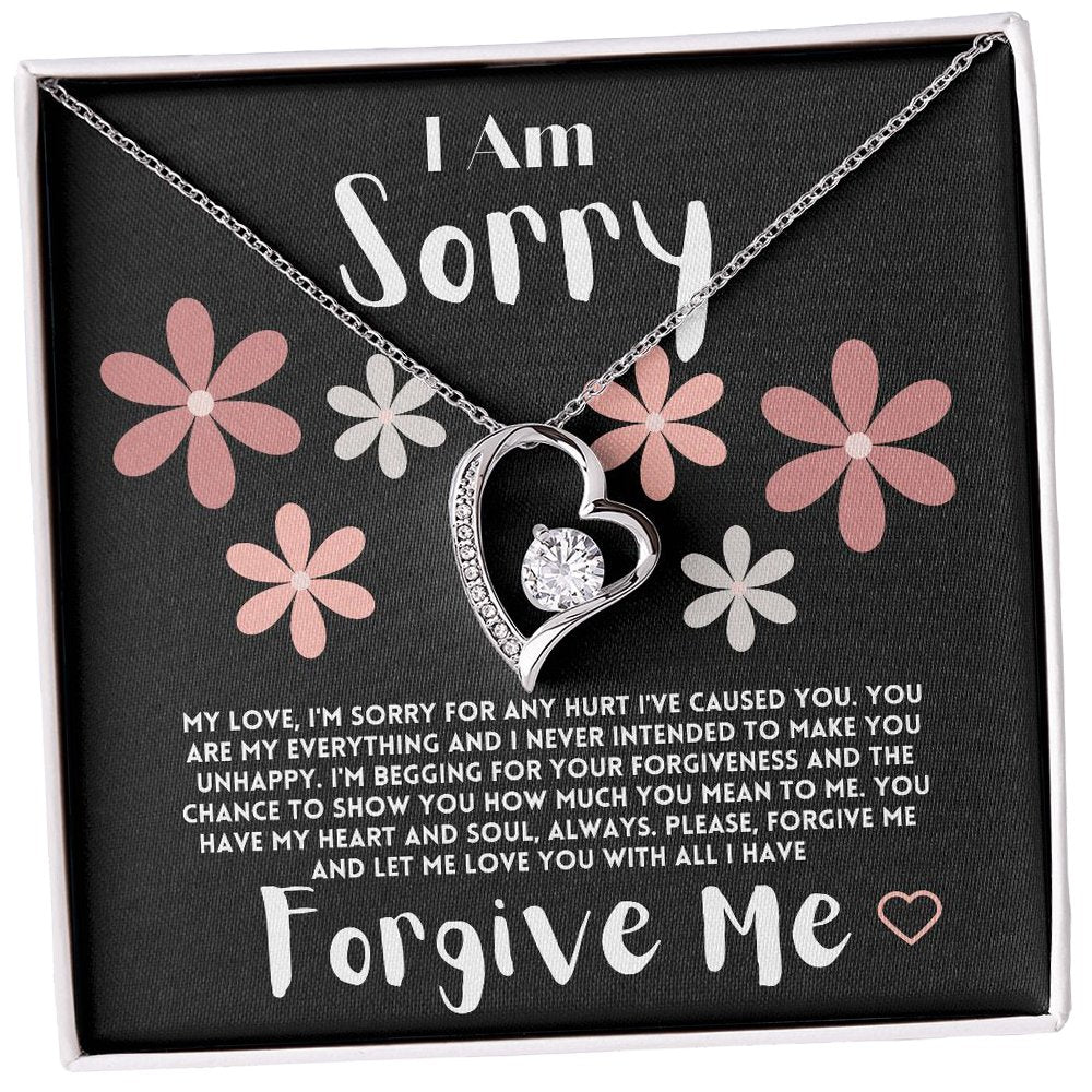 Apology Gift Ideas To My Love/Girlfriend/Wife, I Am Sorry Heart Jewelry Necklace Present With A Message Card In A Box, Forgive Me Gifts For My Soulmate In Life - Zahlia