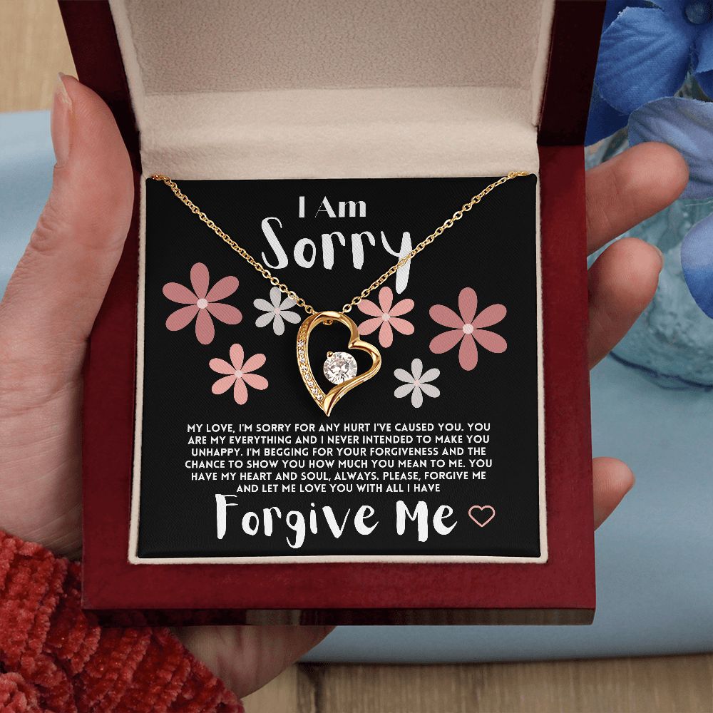 Apology Gift Ideas To My Love/Girlfriend/Wife, I Am Sorry Heart Jewelry Necklace Present With A Message Card In A Box, Forgive Me Gifts For My Soulmate In Life - Zahlia